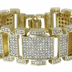 Iconsofboxing.com BOXING MEMORABILIA Iced Gold Finish Bling Bracelet - Men's Hip Hop Jewelry