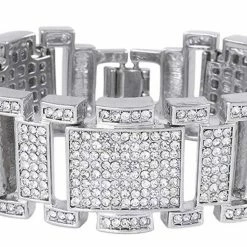 Iconsofboxing.com Iced Silver Finish Bling Bracelet - Men's Hip Hop Jewelry