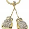 Iconsofboxing.com Boxing Gloves Iced Pendant Gold Finish Necklace 36 Inch Long Hip Hop Chain