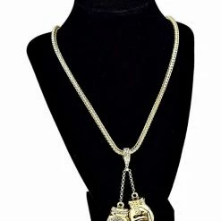 Iconsofboxing.com BOXING MEMORABILIA Boxing Gloves Iced Pendant Gold Finish Necklace 36 Inch Long Hip Hop Chain