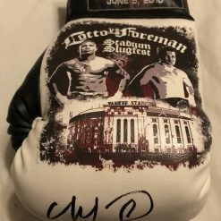 Iconsofboxing.com Cotto Vs Foreman Autographed And Silk Screen Custom Boxing Glove BOXING MEMORABILIA