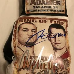 Iconsofboxing.com Arreola Vs Adamek Dual Autographed And Silk Screen Custom Boxing Glove