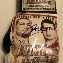 Iconsofboxing.com Arreola Vs Adamek Dual Autographed And Silk Screen Custom Boxing Glove
