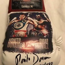 Iconsofboxing.com BOXING MEMORABILIA Nonito Donaire Vs Narvaez Autographed And Silk Screen Custom Boxing Glove