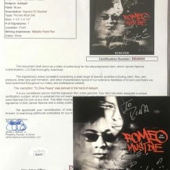 Iconsofboxing.com AALIYAH Haughton Authentic RARE Autograph CD Cover Signed Romeo Must Die Soundtrack BOXING MEMORABILIA