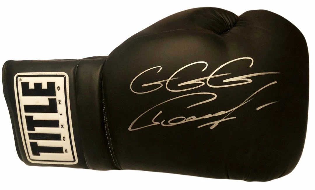 Iconsofboxing.com Gennady Golovkin Autographed Huge 22" Title Black Boxing Glove In Silver Signature BOXING MEMORABILIA