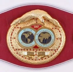 Iconsofboxing.com Floyd Mayweather Jr. Signed Red/Gold IBF Heavyweight Championship Belt (Beckett COA)