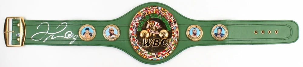 Iconsofboxing.com WBC Floyd Mayweather Jr. Autographed Championship Belt In Silver With Photo.
