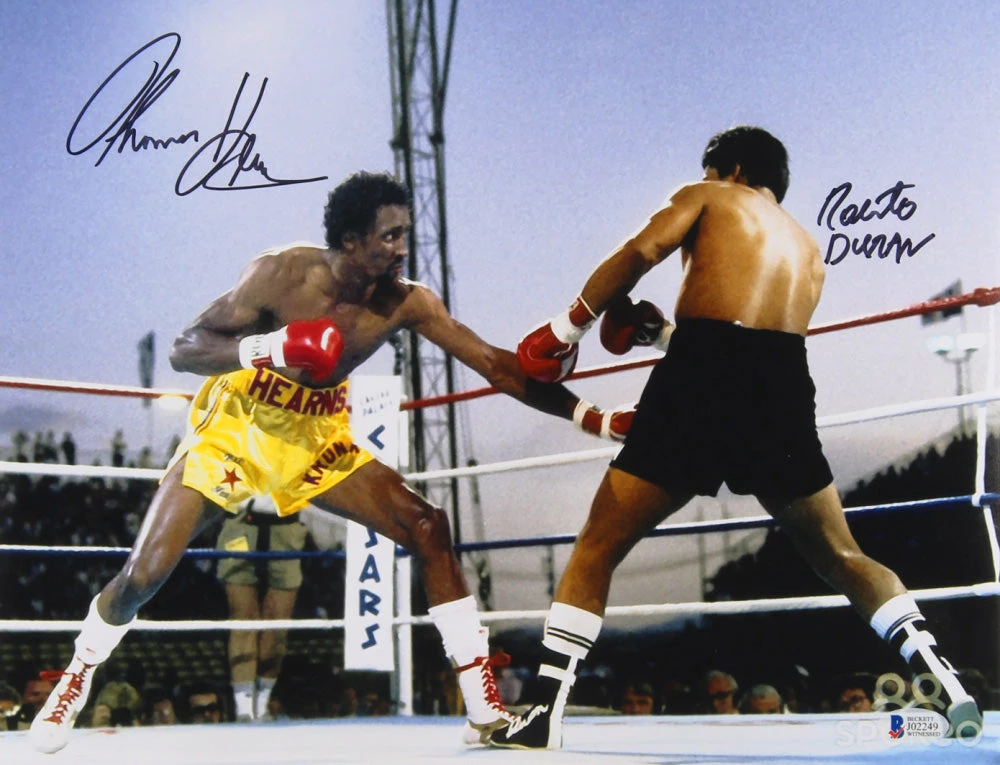 Iconsofboxing.com Tommy Hearns & Roberto Duran Beautiful Signed 11x14 Photo (Beckett COA)