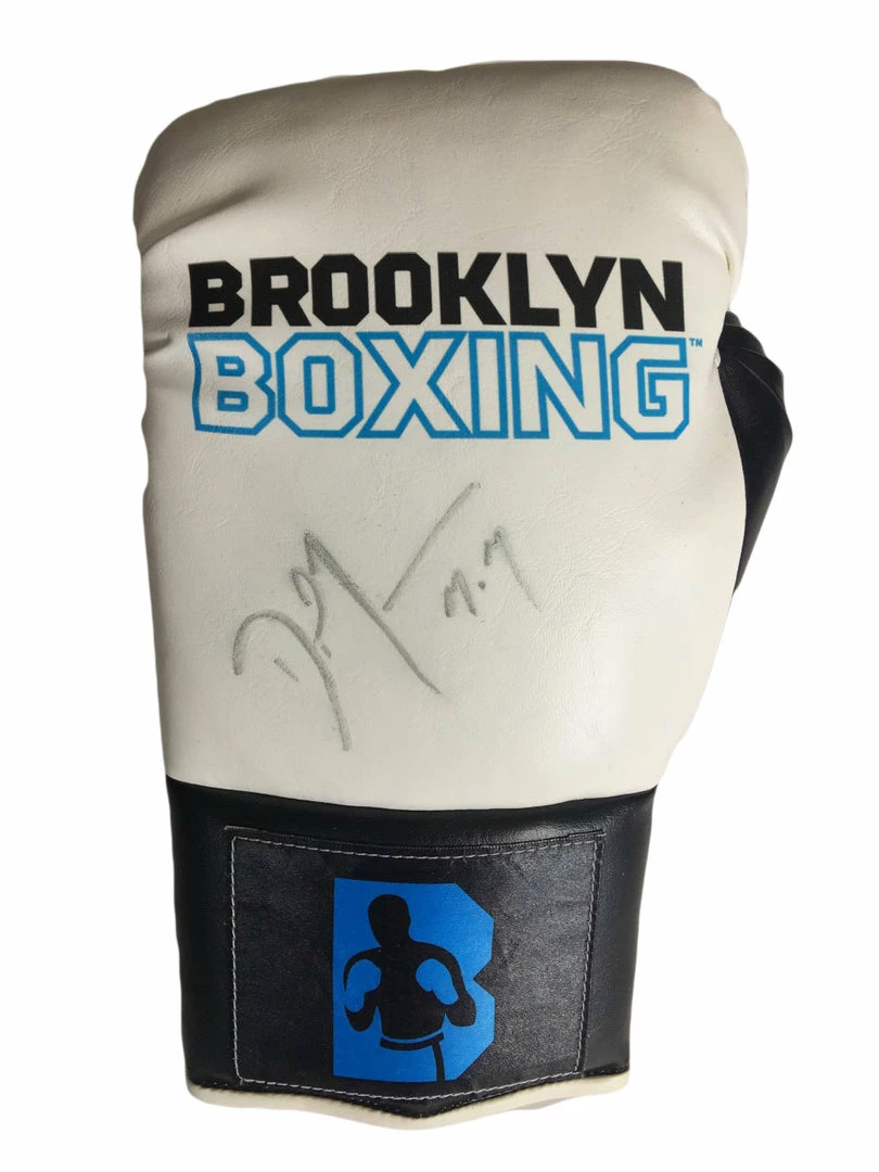 Iconsofboxing.com Danny Jacobs Autographed Brooklyn Boxing Glove With A Silver Marker.