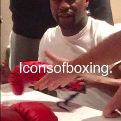 Iconsofboxing.com Floyd Mayweather Signed Autographed Winning Red Color Boxing Glove Full JSA Letter Floyd Mayweather Jr.