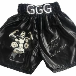 Iconsofboxing.com Genady Golovkin Triple GGG Autographed Custom Painted Boxing Trunks BOXING MEMORABILIA