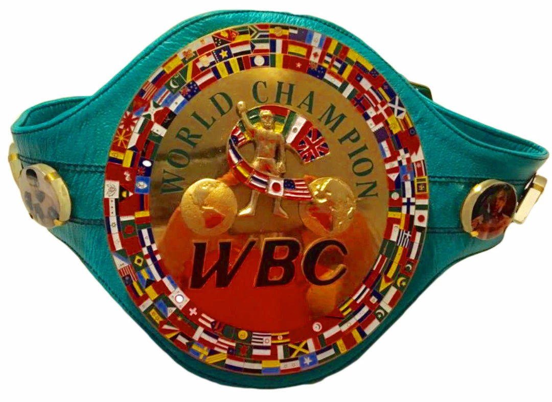 Iconsofboxing.com George Foreman Autographed Full Size WBC Championship Boxing Belt, Photo Of Signing TOP FIGHTERS