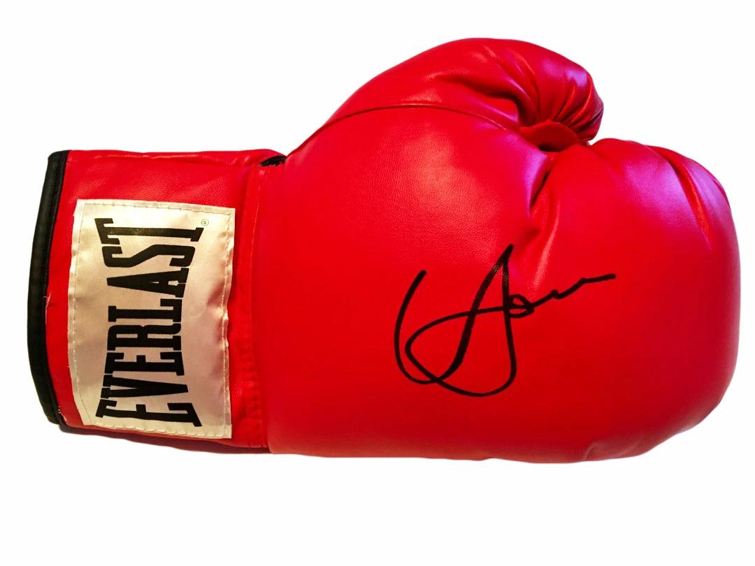 Iconsofboxing.com Boxer Vasyl Lomachenko Autographed Everlast Red Boxing Glove In Black Signature