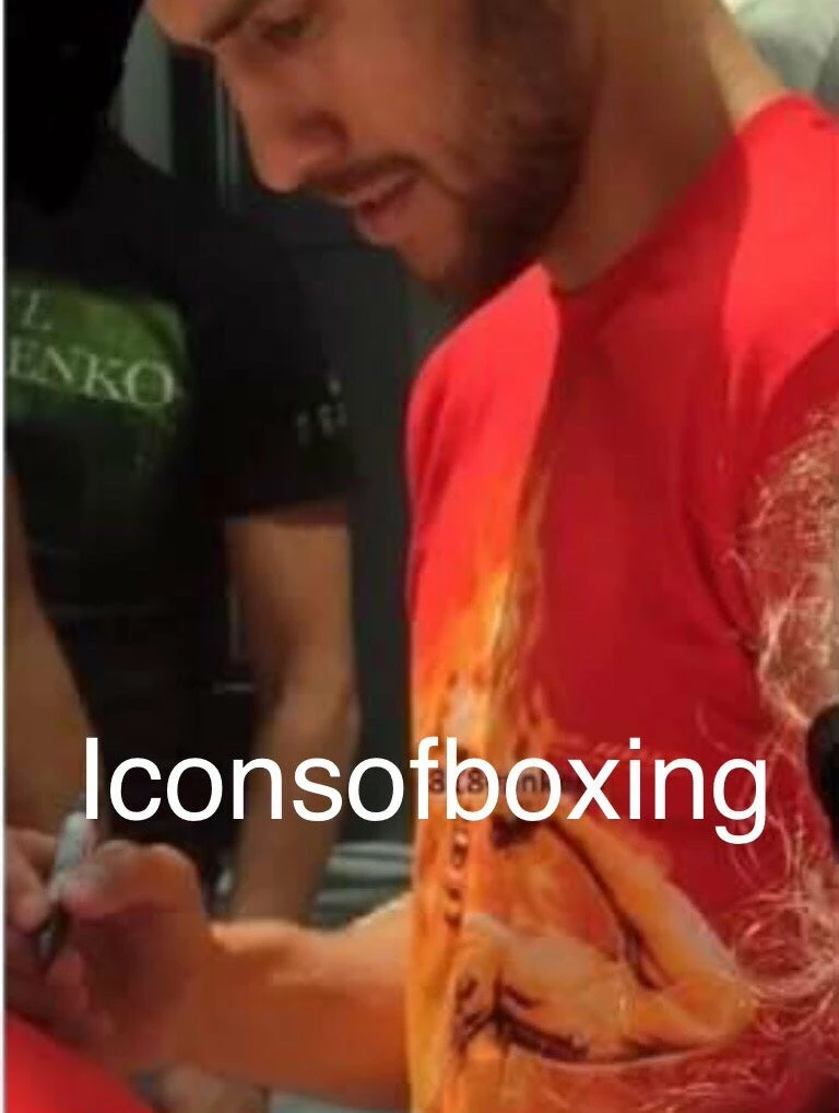 Iconsofboxing.com Vasyl Lomachenko Full Autographed Custom Red Boxing Glove In Black Signature TOP FIGHTERS