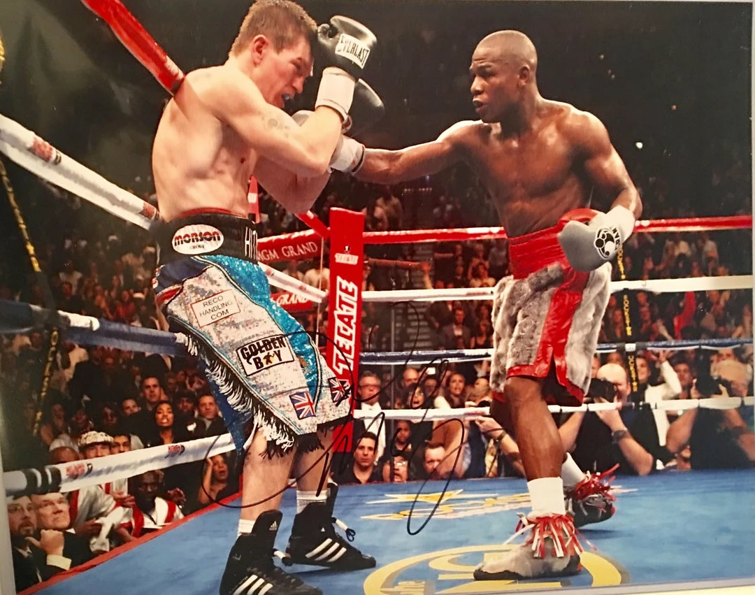 Iconsofboxing.com Autographed Photograph Of Floyd Mayweather Jr. Vs Ricky Hatton Hand-Signed By Floyd Jr.
