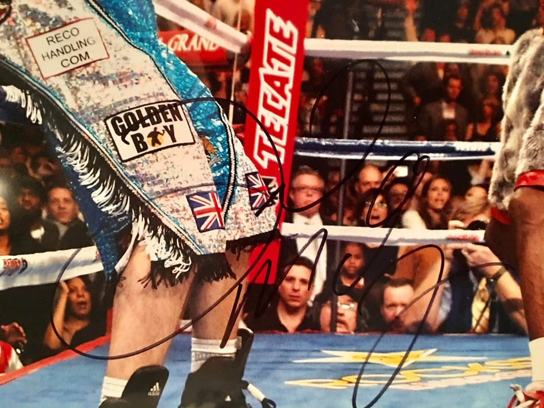 Iconsofboxing.com Autographed Photograph Of Floyd Mayweather Jr. Vs Ricky Hatton Hand-Signed By Floyd Jr.