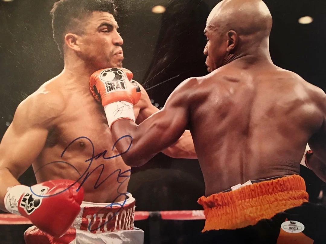 Iconsofboxing.com Floyd Mayweather Jr. Vs Victor Ortiz 11 X 14 Size Color Autographed Photo