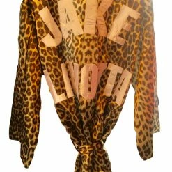 Iconsofboxing.com Autographed Jake LaMotta "The Ragging Bull" Leopard Skin Custom Print Boxing Robe BOXING MEMORABILIA