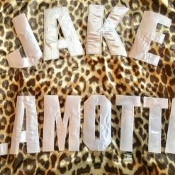 Iconsofboxing.com Autographed Jake LaMotta "The Ragging Bull" Leopard Skin Custom Print Boxing Robe BOXING MEMORABILIA