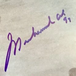 Iconsofboxing.com Muhammad Ali Autographed 16 X 20 Size Photo In Black And White With The Beatles, SSG Certified.