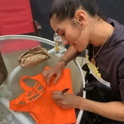 Iconsofboxing.com Amanda Serrano Vs Katie Taylor. Hand Signed Autographed Fight Worn Sports Bra