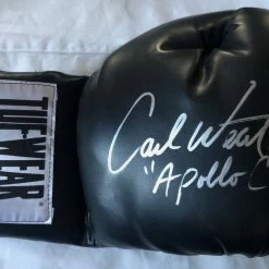 Iconsofboxing.com Carl Weathers Autographed TUFFWEAR Black Boxing Glove "Apollo Creed" FEATURED