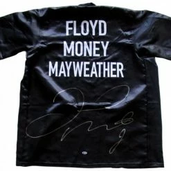 Iconsofboxing.com Custom Boxing Robe Has Been Hand-signed In Silver Paint-pen By Floyd Mayweather Jr.