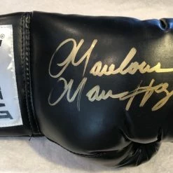 Iconsofboxing.com Marvin Hagler Autographed Signed Black Everlast Boxing Glove In Gold Marker TOP FIGHTERS