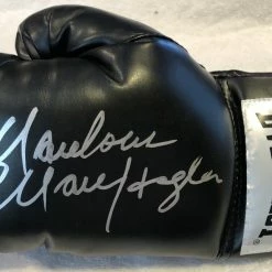 Iconsofboxing.com Marvin Hagler Autographed Signed Black Everlast Boxing Glove In Silver Marker
