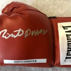 Iconsofboxing.com Roberto Duran Autographed Silver Signed Red Everlast Boxing Glove TOP FIGHTERS