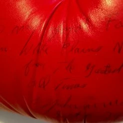 Iconsofboxing.com BOXING MEMORABILIA Muhammad Ali Autographed Vintage Boxing Glove With Added Inscription And Dated With Full Letter JSA