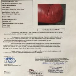 Iconsofboxing.com BOXING MEMORABILIA Muhammad Ali Autographed Vintage Boxing Glove With Added Inscription And Dated With Full Letter JSA